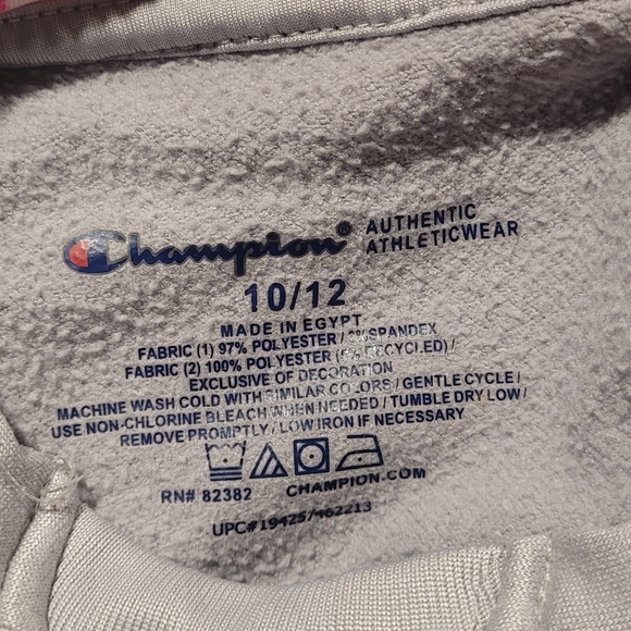 Champion Light Gray Hoodie with Pink Logo - Picture 5 of 5